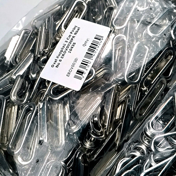 Oval Kuşgözü 3 cm Pirinç 100 Adet / Paket Nikel Renk EROV0030PRPromo
