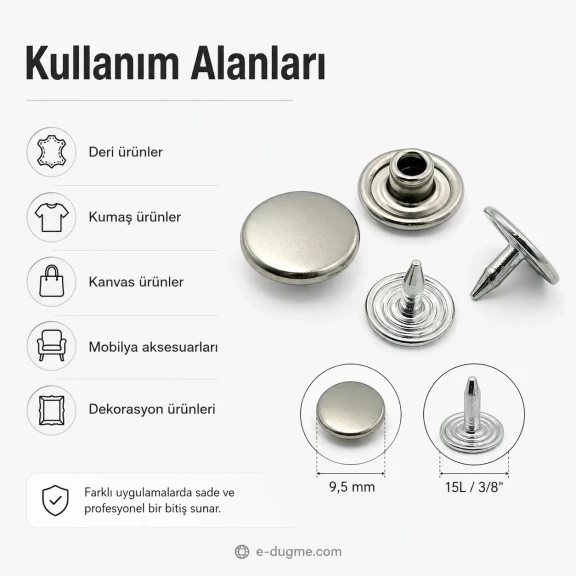33.5 Pin Rivet 9.5 mm Stainless Steel Cap Aluminum Pin for Leather Fabric Canvas