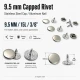 33.5 Pin Rivet 9.5 mm Stainless Steel Cap Aluminum Pin for Leather Fabric Canvas