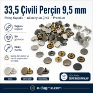 33,5 Çivili Perçin 9,5 mm Pirinç Kapaklı Alüminyum Çivili Premium – Çift Taraf kapaklı Tekli Satış ERPER095PRKAP