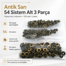Antik Sarı Renk Paslanmaz 54 Sistem Alt 3 Parça 100 Adet/Paket ALT0054-3PANTS