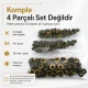 Antik Sarı Renk Paslanmaz 54 Sistem Alt 3 Parça 100 Adet/Paket, Black Nikel Renk Paslanmaz Metal Parça Grubu
