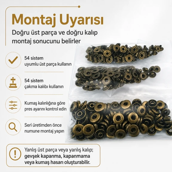Antik Sarı Renk Paslanmaz 54 Sistem Alt 3 Parça 100 Adet/Paket, Black Nikel Renk Paslanmaz Metal Parça Grubu