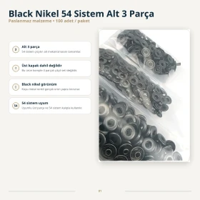 Black Nikel Renk Paslanmaz 54 Sistem Alt 3 Parça 100 Adet/Paket ALT0054-3PBN