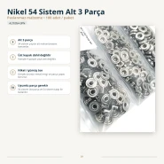 Nikel Renk Paslanmaz 54 Sistem Alt 3 Parça 100 Adet/Paket ALT0054-3PN