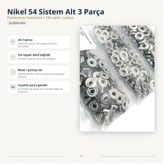 Nickel Color Stainless 54 System Lower 3 Parts, 100 pcs/Pack ALT0054-3PN