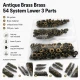 Antik Sarı Renk Pirinç 54 Sistem Alt 3 Parça 100 Adet/Paket, siyah oksit pirinç malzeme ile üretilmiş, çanta, mont ve