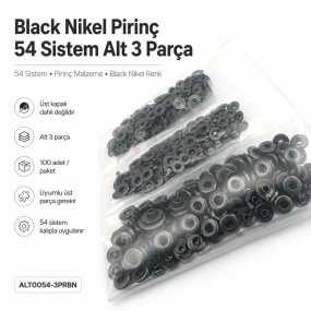 Black Nikel Renk Pirinç 54 Sistem Alt 3 Parça 100 Adet/Paket ALT0054-3PRBN