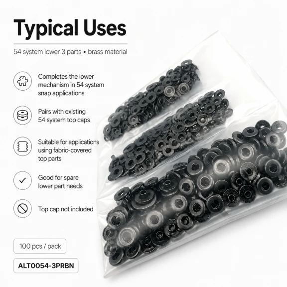 Black Nikel Renk Pirinç 54 Sistem Alt 3 Parça 100 Adet/Paket - Çıtçıt Düğme Aksesuarı