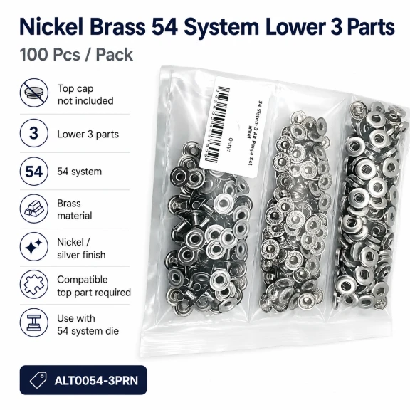 Nikel Renk Pirinç 54 Sistem Alt 3 Parça 100 Adet/Paket, montaj için uygun nikel renk saç metal parçalar