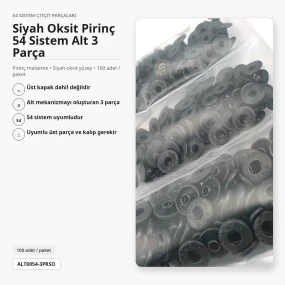 Siyah Oksit Renk Pirinç 54 Sistem Alt 3 Parça 100 Adet/Paket ALT0054-3PRSO