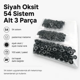 Siyah Oksit Renk Paslanmaz 54 Sistem Alt 3 Parça 100 Adet/Paket ALT0054-3PSO