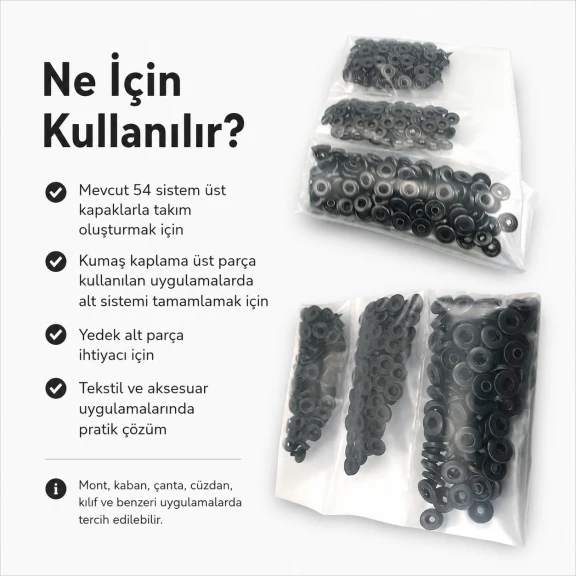 Siyah Oksit Renk Paslanmaz 54 Sistem Alt 3 Parça 100 Adet/Paket ALT0054-3PSO