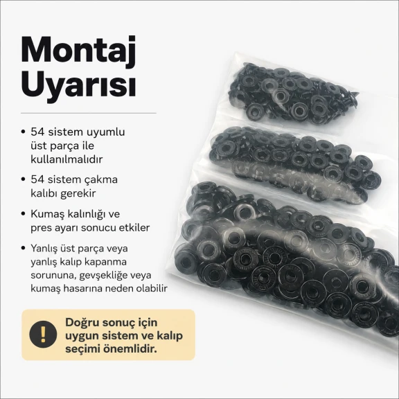 Siyah Oksit Renk Paslanmaz 54 Sistem Alt 3 Parça 100 Adet/Paket ALT0054-3PSO