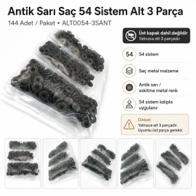 Antik Sarı Renk Saç 54 Sistem Alt 3 Parça 144 Adet/Paket ALT0054-3SANT