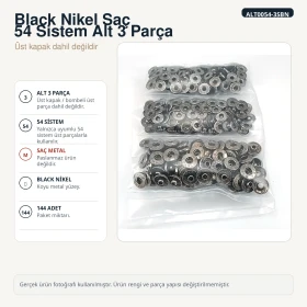 Black Nikel Renk Saç 54 Sistem Alt 3 Parça 144 Adet/Paket ALT0054-3SBN