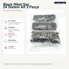 Black Nikel Renk Saç 54 Sistem Alt 3 Parça 144 Adet/Paket ALT0054-3SBN