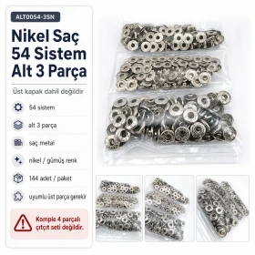 Nikel Renk Saç 54 Sistem Alt 3 Parça 144 Adet/Paket ALT0054-3SN