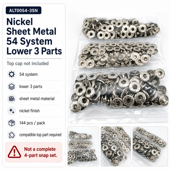 Nikel Renk Saç 54 Sistem Alt 3 Parça 144 Adet/Paket ALT0054-3SN, black nikel metal malzeme ile üretilmiş, 54 sistem çıtçıt
