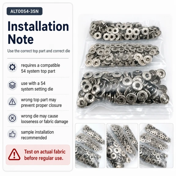 Nikel Renk Saç 54 Sistem Alt 3 Parça 144 Adet/Paket ALT0054-3SN, black nikel metal malzeme ile üretilmiş, 54 sistem çıtçıt
