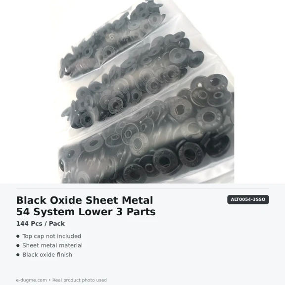 Siyah Oksit Renk Saç 54 Sistem Alt 3 Parça 144 Adet/Paket, Nikel Renk Saç 54 Sistem Çıtçıt Uygulamaları için Metal Parça
