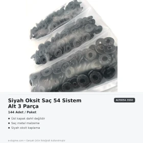 Siyah Oksit Renk Saç 54 Sistem Alt 3 Parça 144 Adet/Paket ALT0054-3SSO