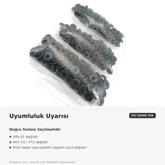 Siyah Oksit Renk Saç 54 Sistem Alt 3 Parça 144 Adet/Paket, Nikel Renk Saç 54 Sistem Çıtçıt Uygulamaları için Metal Parça