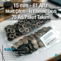 Alfa Çıtçıt Düğme 15 mm Paslanmaz Antik Sarı 75 Takım C0001PPKANT