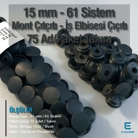 15 mm Snap Fasteners Stainless  0,59" Black Oxide 75 Pieces/Pack 61 Snap Buttons C0004P15PKBLK