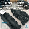 15 mm Paslanmaz Çıtçıt Siyah 75 Adet/Paket 61 Çıtçıt Düğme C0004P15PKBLK