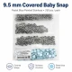 Pastel Blue Painted Stainless Capped Baby Snap Fastener 9.5 mm / 0.37 in, 250 Sets/Pack