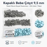 Kapaklı Bebe Çıtçıt 9,5 mm Pastel Mavisi Boyalı Paslanmaz 250 Ad/Paket C0014PromoPBlue