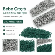 Bebe Çıtçıtı 9,5 mm Koyu Yeşil Renk Paslanmaz Delikli Klikıt Çıtçıt 250 Adet/Pk C0095DPPKKYSL