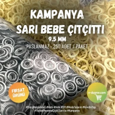 Bebe Çıtçıtı 9,5 mm Renk Limon Sarısı Paslanmaz Delikli Klikıt Çıtçıt 250 Adet/Pk C0095DPPKLSari