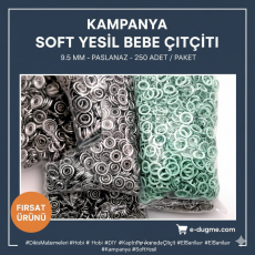 Bebe Çıtçıtı 9,5 mm Soft Yeşil Renk Paslanmaz Delikli Klikıt Çıtçıt 250 Adet/Pk C0095DPPKSoftYsl