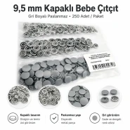 9,5 mm Kapaklı Bebe Çıtçıt Gri Boyalı Paslanmaz 250 Ad/Paket C0095KPPKGRI
