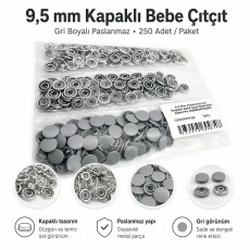 9,5 mm Kapaklı Bebe Çıtçıt Gri Boyalı Paslanmaz 250 Ad/Paket C0095KPPKGRI