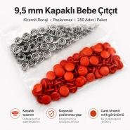 9,5 mm Kapaklı Bebe Çıtçıt Kiremit Rengi Boyalı Paslanmaz 250 Ad/Paket C0095KPPKKREMIT