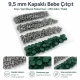 9,5 mm kapaklı bebek çıtçıt koyu yeşil boyalı paslanmaz metal, 250 adet paket