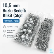 Buzlu Sedefli Klikıt Çıtçıt 10,5 mm Paslanmaz 100 Adet/Paket ERBCLK0008BBSD