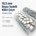 Beyaz Sedefli Klikıt Çıtçıt 10,5 mm Paslanmaz 100 Adet/Paket ERBCLK0008BSD
