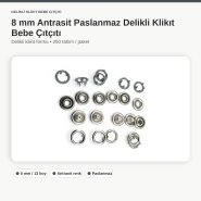 8 mm Antrasit Renk Delikli Klikıt Bebe Çıtçıtı Paslanmaz 250 Adet/Paket ERBCLK0008PANT