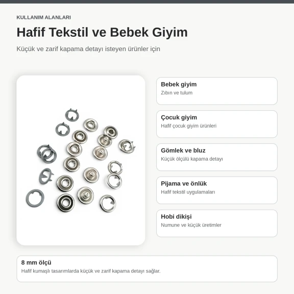 8 mm Antrasit Renk Delikli Klikıt Bebe Çıtçıtı Paslanmaz 250 Adet/Paket
