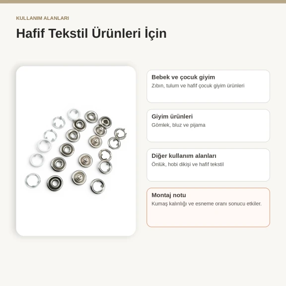 8 mm Ekru Renk Delikli Klikıt Bebe Çıtçıtı Paslanmaz 250 Adet/Paket