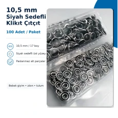 Siyah Sedefli Klikıt Çıtçıt 10,5 mm Paslanmaz 100 Adet/Paket ERBCLK0008SSD