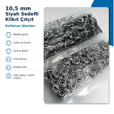 10.5 mm / 0.41 in Black Pearl Stainless Prong Snap Fasteners, 100 Sets/Pack ERBCLK0008SSD