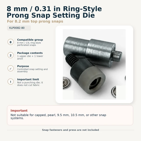 Setting Die for 8 mm / 0.31 in Ring-Style Prong Baby Snap Fasteners KLP0082-80