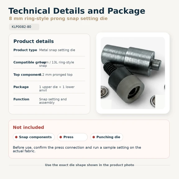 Setting Die for 8 mm / 0.31 in Ring-Style Prong Baby Snap Fasteners KLP0082-80
