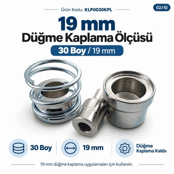 30 Boy 19 mm kumaş kaplama düğme aparatı