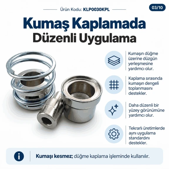 30 Boy 19 mm kumaş kaplama düğme aparatı